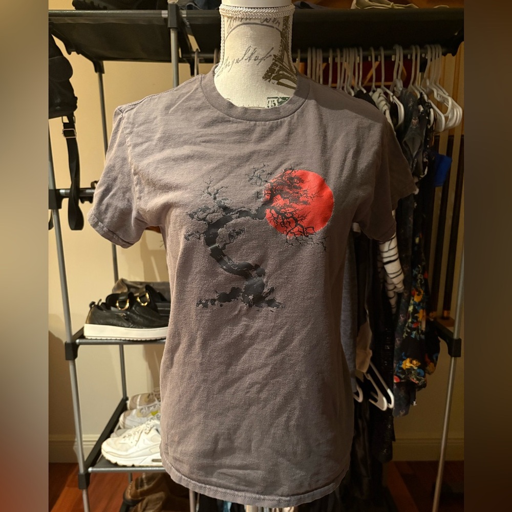 Gray and Red Graphic Men's T-Shirt